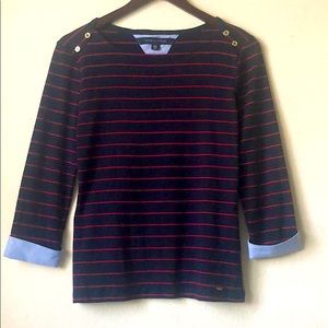 Tommy Hilfiger Striped Mock Layer Boatneck Top